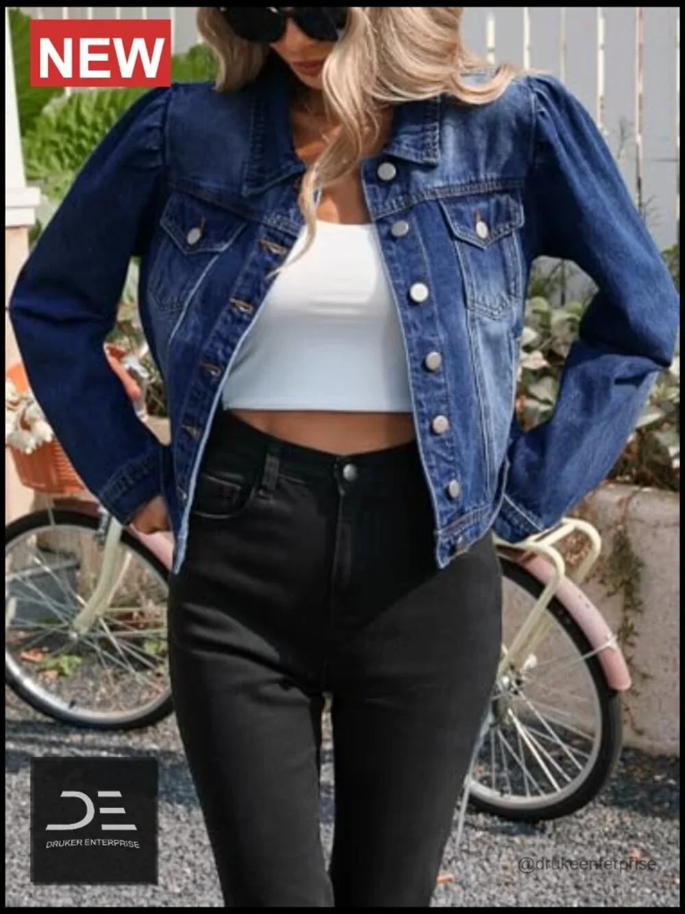 Puff Sleeve Cropped Denim Jacket Button Down Jean Jacket Western